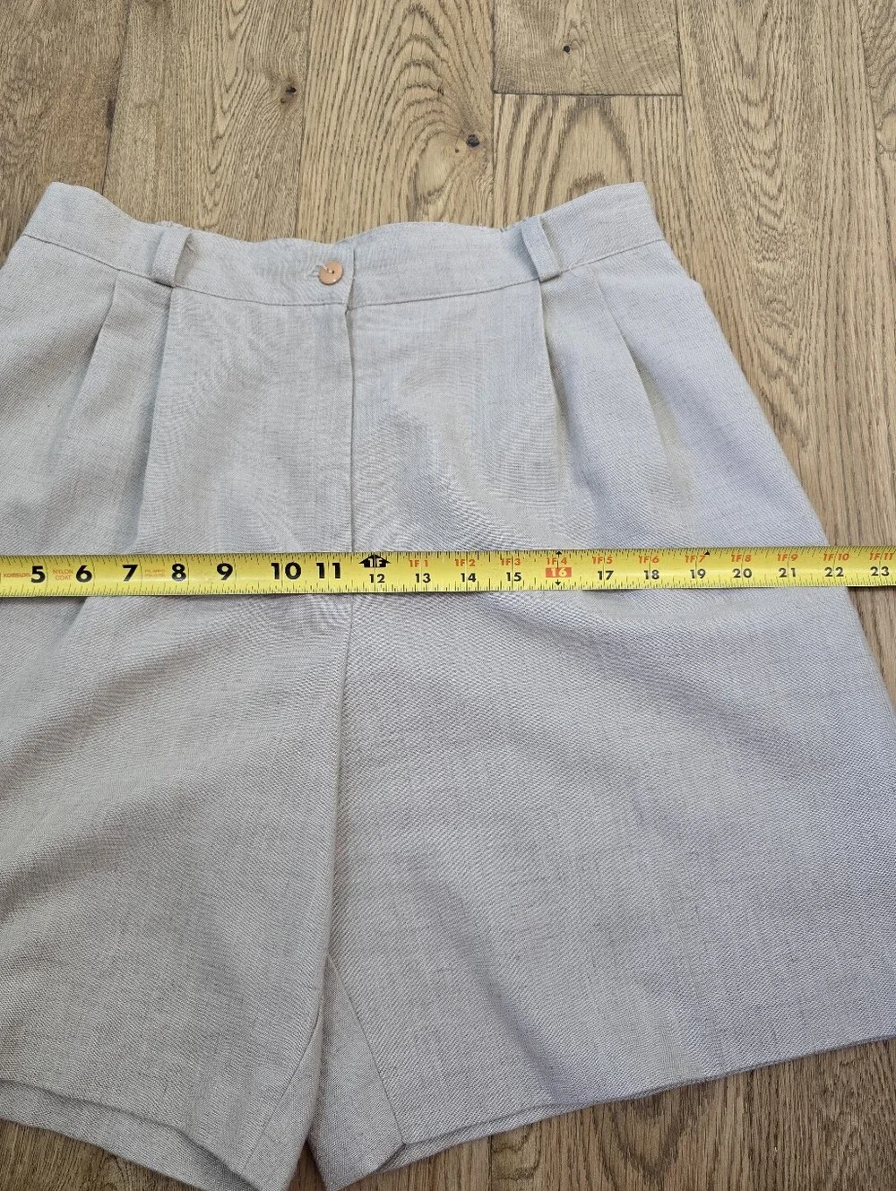 Vintage Requirements Cream Pleat Front Trouser Short 16 Linen Blend